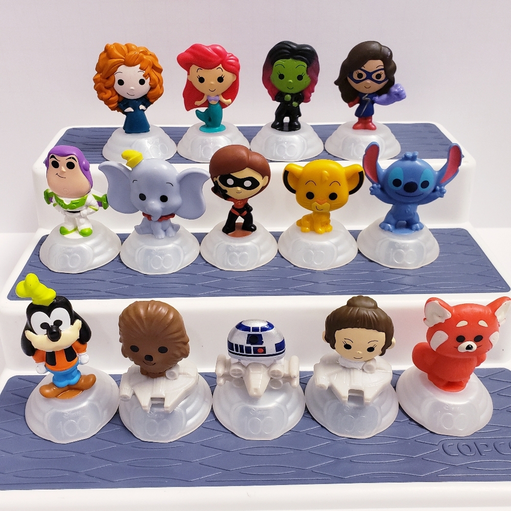 Disney 100 Year Anniversary Mcdonalds Happy Meal Toys Figures Lot Marvel Mermaid